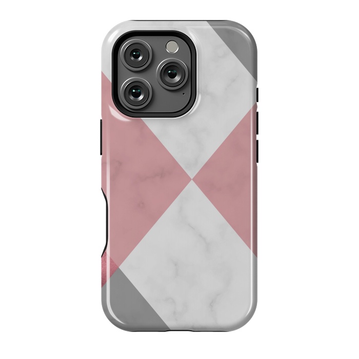 iPhone 16 Pro StrongFit Gray and Rose Marble Geometric design by ArtsCase