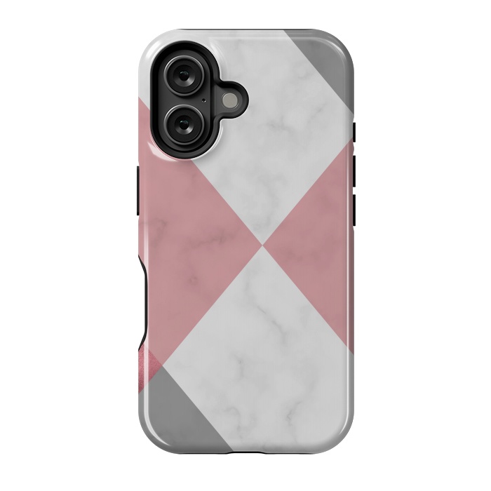 iPhone 16 StrongFit Gray and Rose Marble Geometric design by ArtsCase