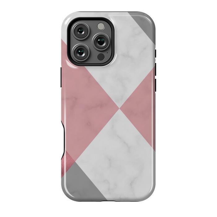 iPhone 16 Pro Max StrongFit Gray and Rose Marble Geometric design by ArtsCase