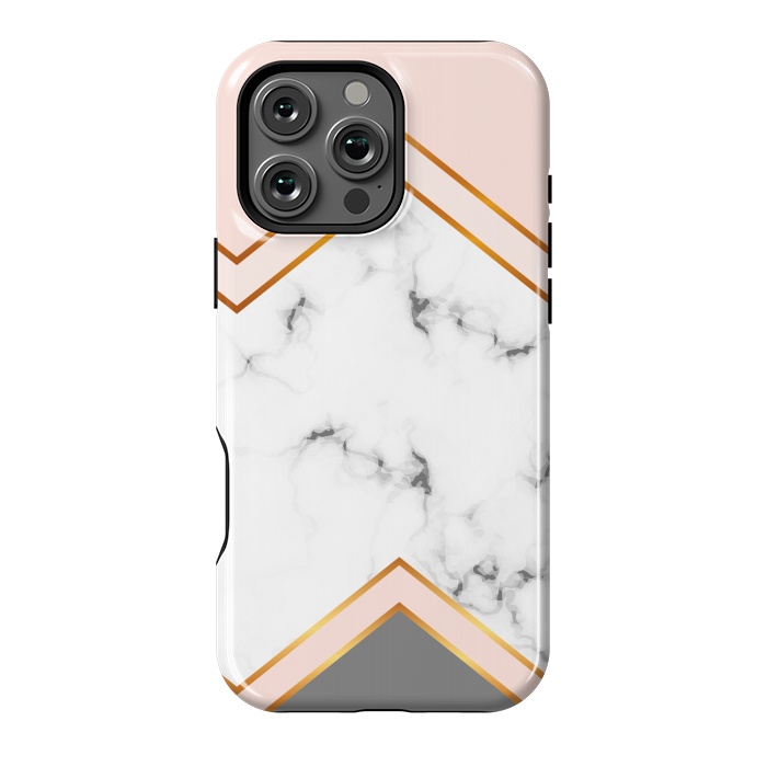 iPhone 16 Pro Max StrongFit Marble with geomtric figures and gold lines by ArtsCase