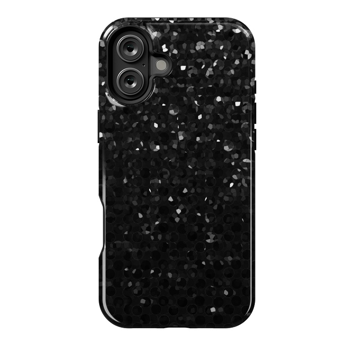 iPhone 16 Plus StrongFit Black Crystal Bling Strass G283 by Medusa GraphicArt