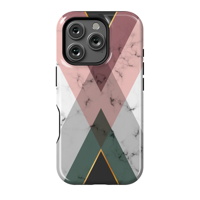 iPhone 16 Pro StrongFit New Marble design with triangular figure and gold lines by ArtsCase