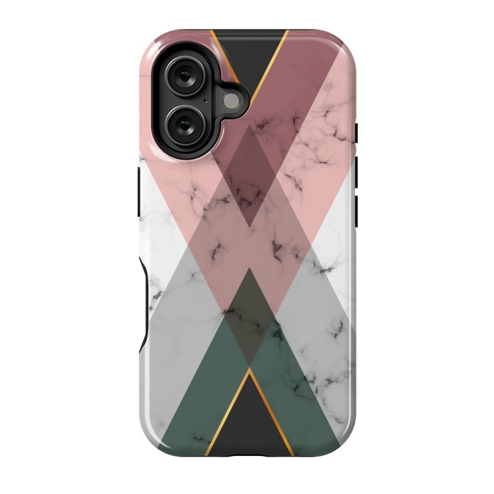 iPhone 16 StrongFit New Marble design with triangular figure and gold lines by ArtsCase