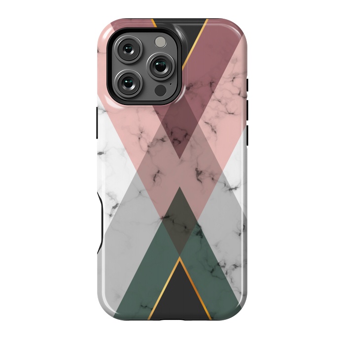 iPhone 16 Pro Max StrongFit New Marble design with triangular figure and gold lines by ArtsCase