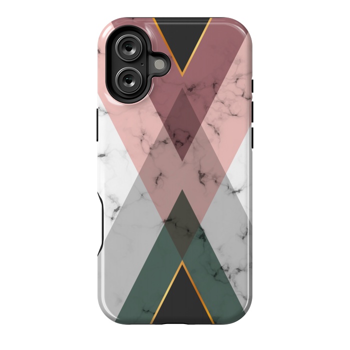 iPhone 16 Plus StrongFit New Marble design with triangular figure and gold lines by ArtsCase