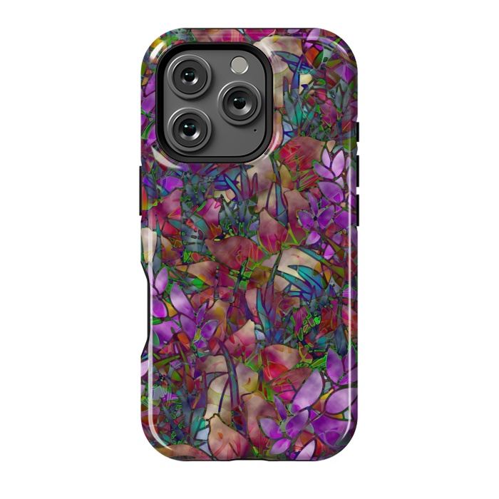 iPhone 16 Pro StrongFit Floral Abstract Stained Glass G175 by Medusa GraphicArt