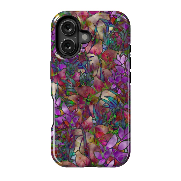 iPhone 16 StrongFit Floral Abstract Stained Glass G175 by Medusa GraphicArt