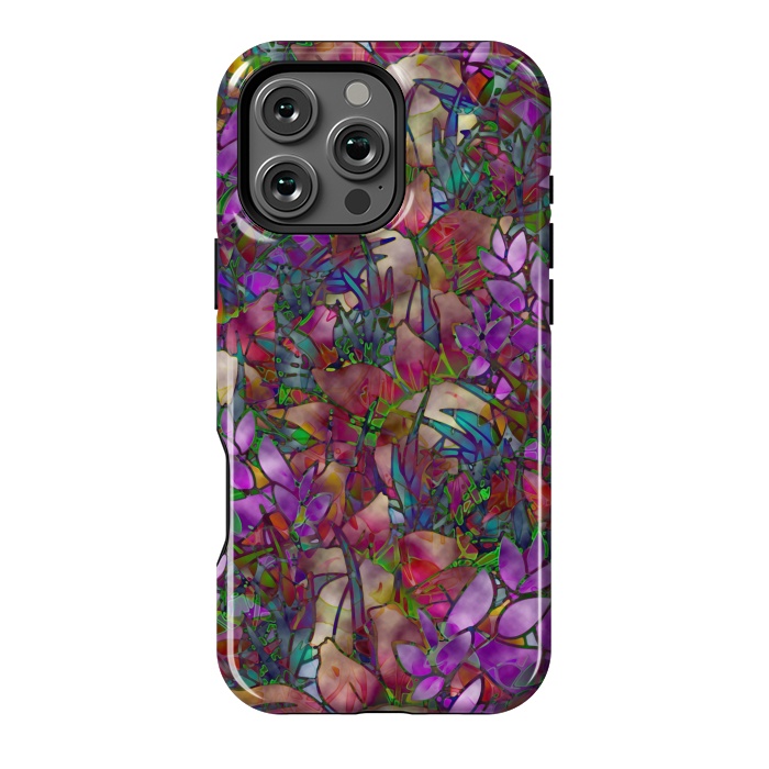 iPhone 16 Pro Max StrongFit Floral Abstract Stained Glass G175 by Medusa GraphicArt