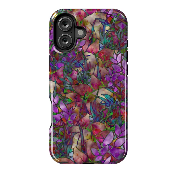 iPhone 16 Plus StrongFit Floral Abstract Stained Glass G175 by Medusa GraphicArt