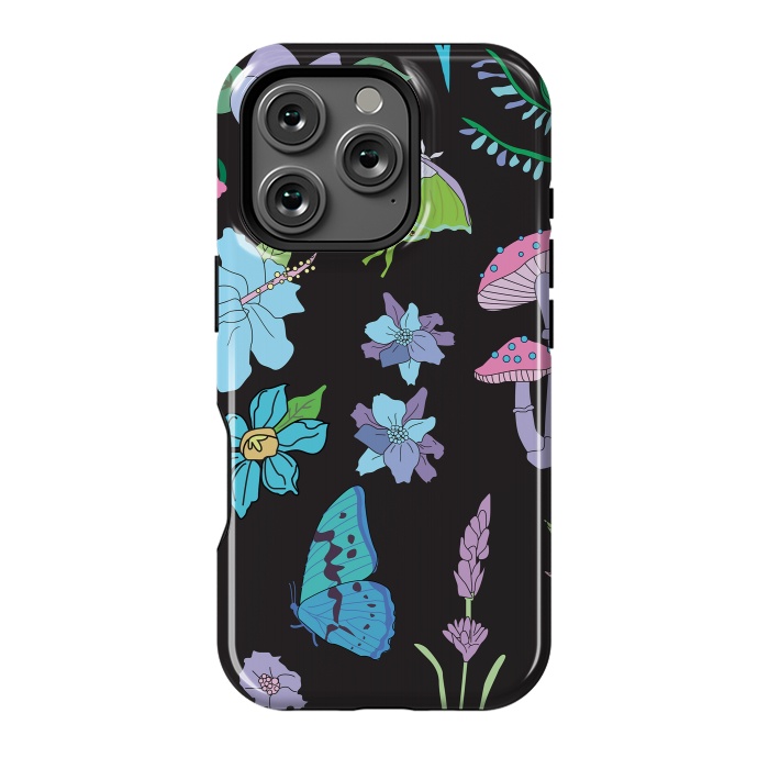 iPhone 16 Pro StrongFit Garden Witch Pastel Mushrooms, Flowers, Butterflies by Luna Elizabeth Art