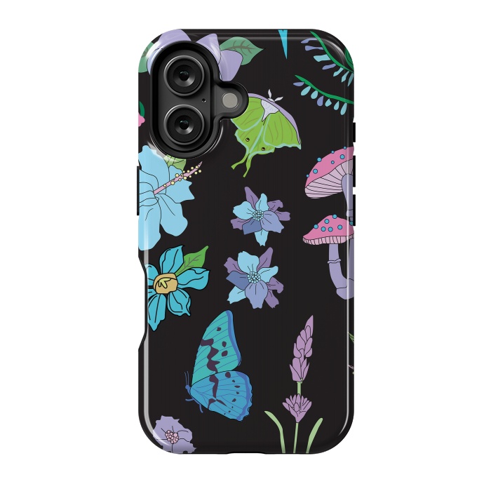 iPhone 16 StrongFit Garden Witch Pastel Mushrooms, Flowers, Butterflies by Luna Elizabeth Art