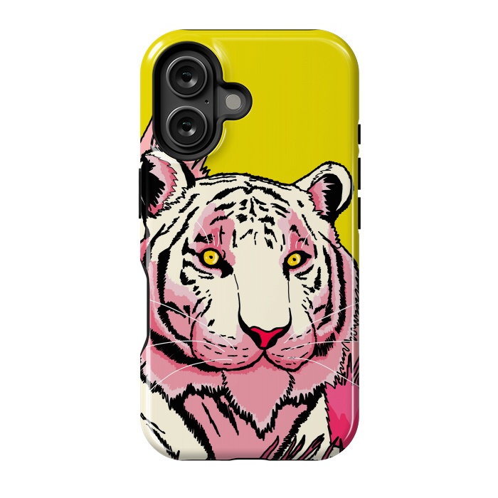 iPhone 16 StrongFit The pink tone tiger by Steve Wade (Swade)