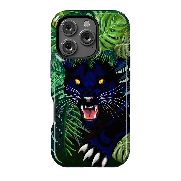 iPhone 16 Pro StrongFit Black Panther Spirit coming out from the Jungle by BluedarkArt