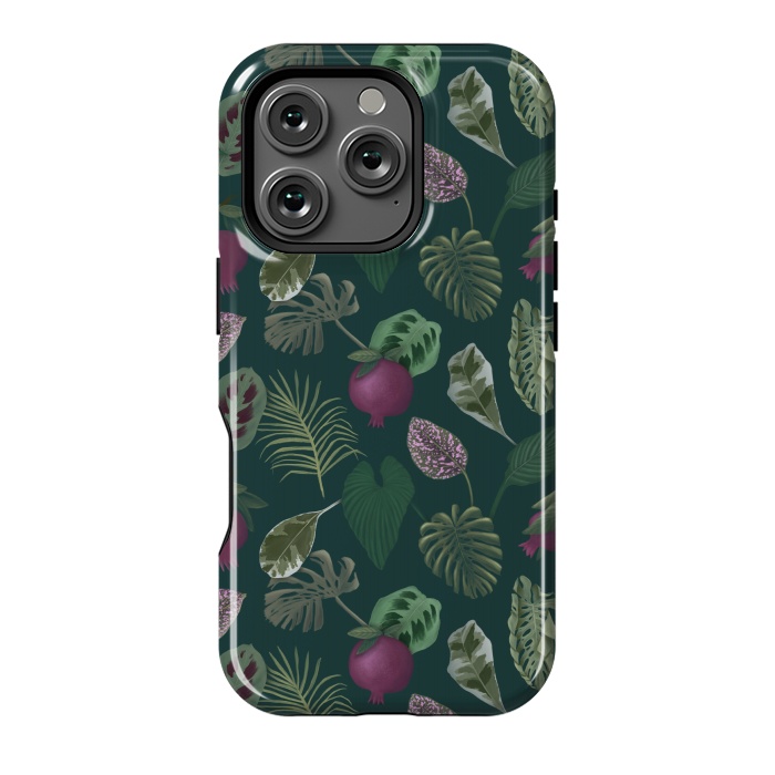 iPhone 16 Pro StrongFit Pomegranates & Palm Leaves by Tishya Oedit