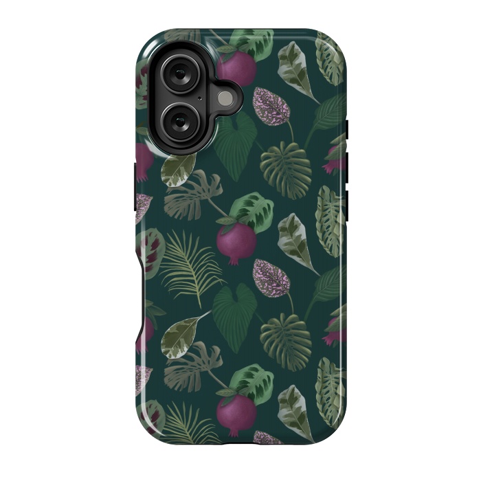 iPhone 16 StrongFit Pomegranates & Palm Leaves by Tishya Oedit