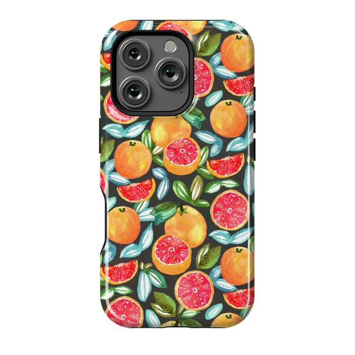 iPhone 16 Pro StrongFit Grapefruits on Navy  by Tigatiga