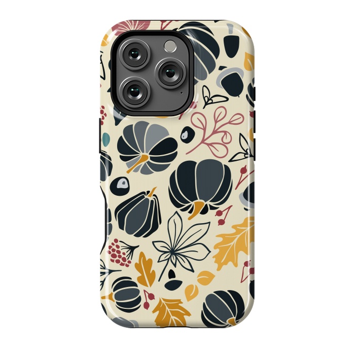 iPhone 16 Pro StrongFit Fall Fruits in Navy and Yellow by Paula Ohreen