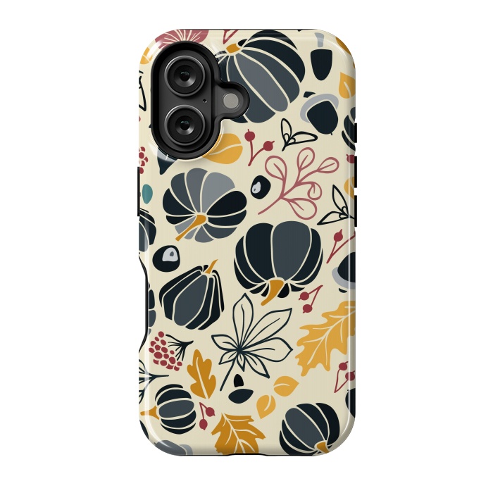 iPhone 16 StrongFit Fall Fruits in Navy and Yellow by Paula Ohreen