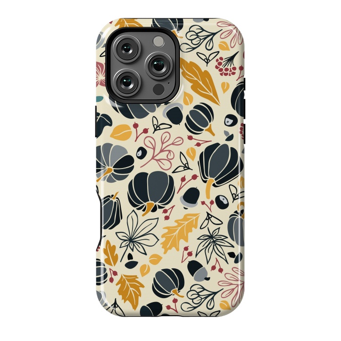 iPhone 16 Pro Max StrongFit Fall Fruits in Navy and Yellow by Paula Ohreen