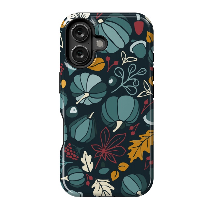 iPhone 16 StrongFit Fall Fruits in Navy and Red by Paula Ohreen