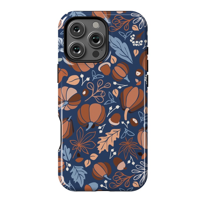 iPhone 16 Pro Max StrongFit Fall Fruits in Navy and Orange by Paula Ohreen