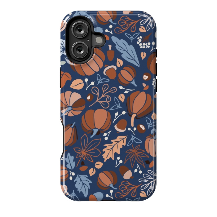 iPhone 16 Plus StrongFit Fall Fruits in Navy and Orange by Paula Ohreen