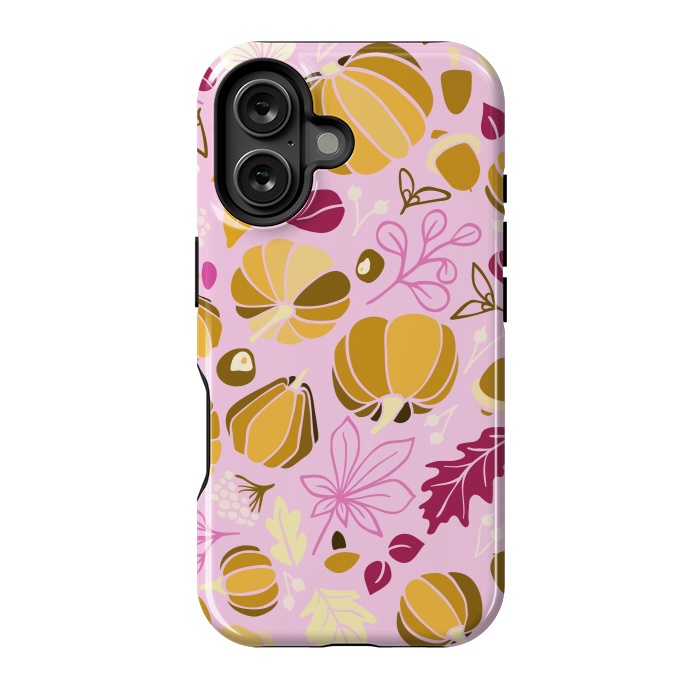 iPhone 16 StrongFit Fall Fruits in Pink and Orange by Paula Ohreen