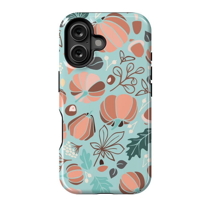 iPhone 16 StrongFit Fall Fruits in Mint and Orange by Paula Ohreen