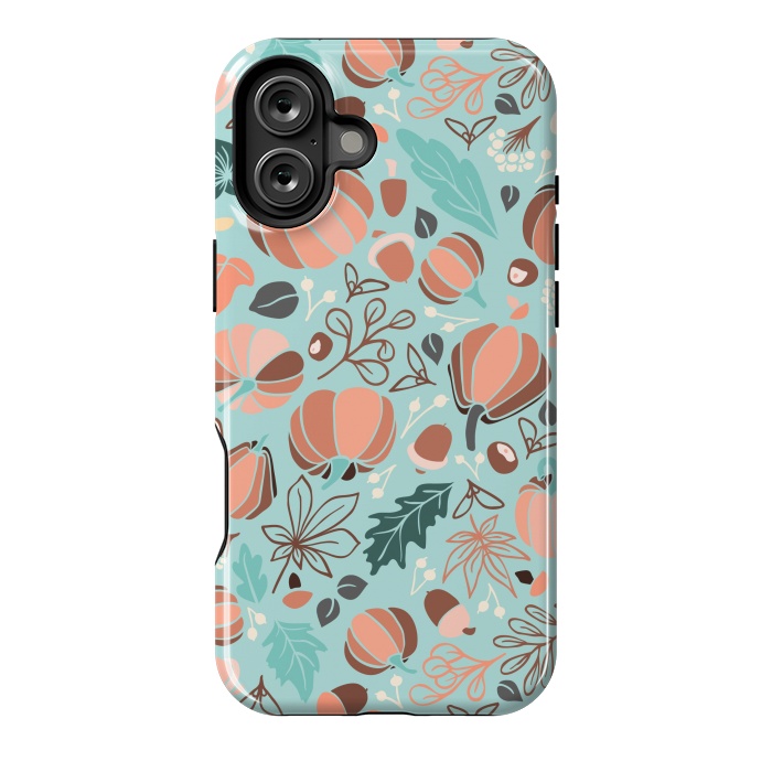 iPhone 16 Plus StrongFit Fall Fruits in Mint and Orange by Paula Ohreen