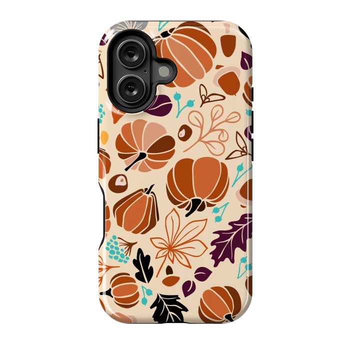 iPhone 16 StrongFit Fall Fruits in Cream and Orange by Paula Ohreen