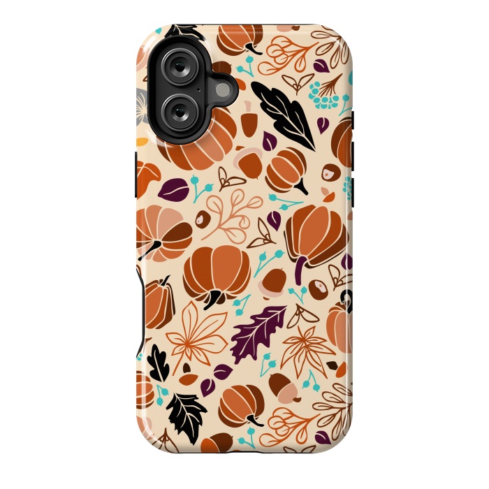 iPhone 16 Plus StrongFit Fall Fruits in Cream and Orange by Paula Ohreen