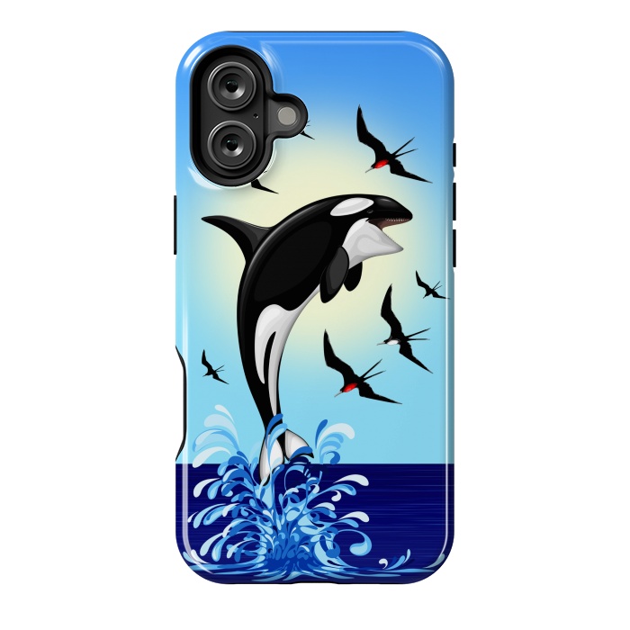 iPhone 16 Plus StrongFit Orca Killer Whale jumping out of Ocean by BluedarkArt