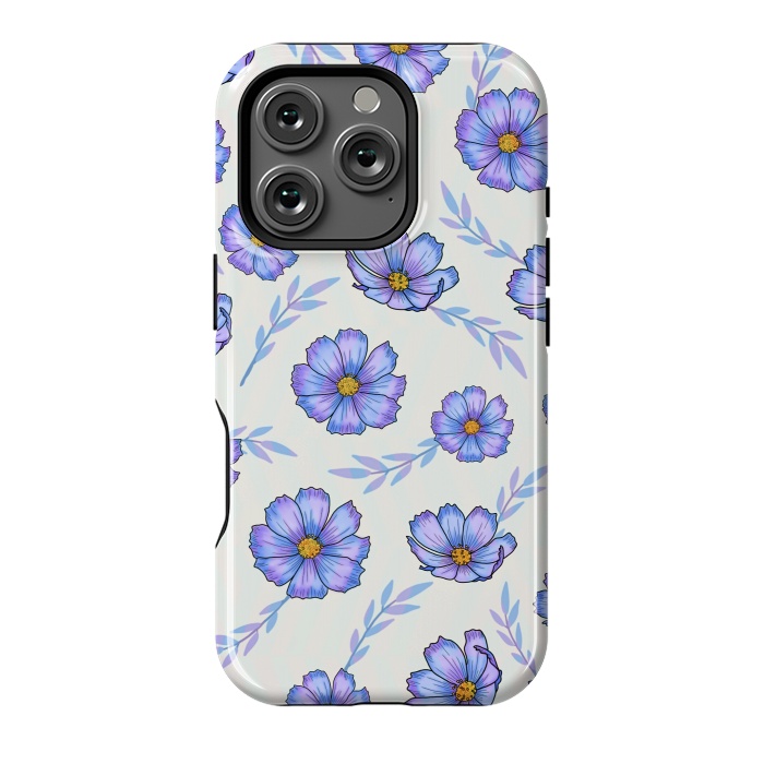 iPhone 16 Pro StrongFit Purple blue flowers by Jms