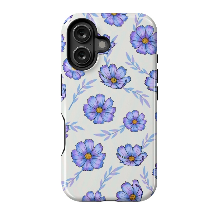 iPhone 16 StrongFit Purple blue flowers by Jms