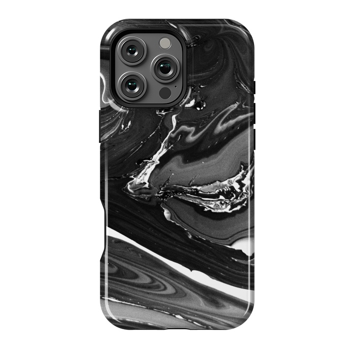 iPhone 16 Pro Max StrongFit black white minimal marble by haroulita