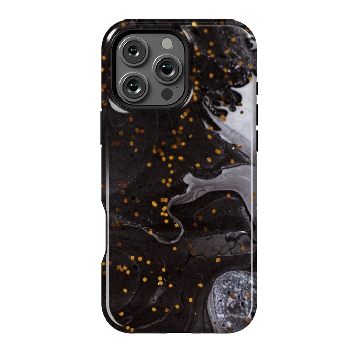 iPhone 16 Pro Max StrongFit glitter marble black white by haroulita