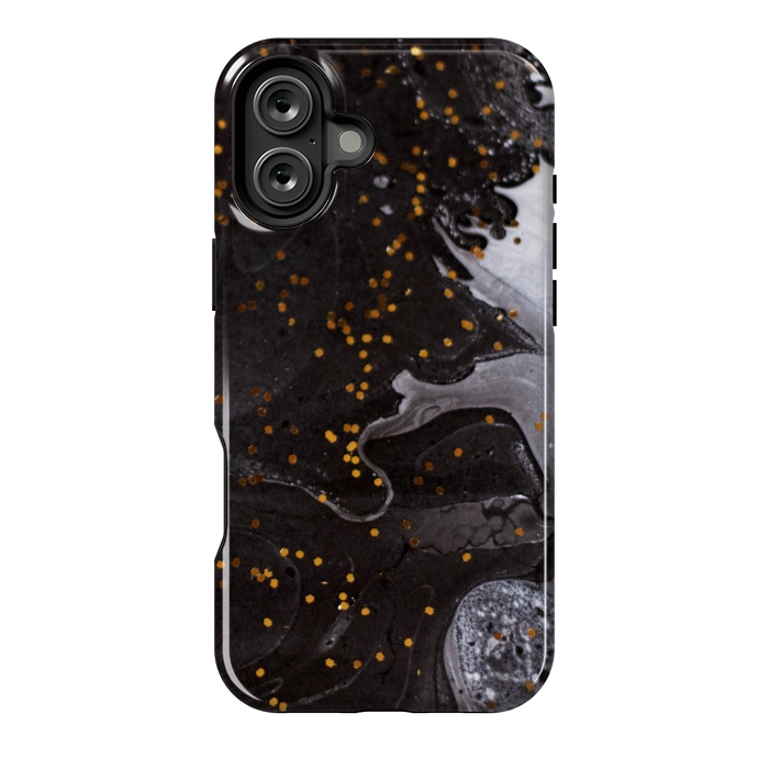 iPhone 16 Plus StrongFit glitter marble black white by haroulita