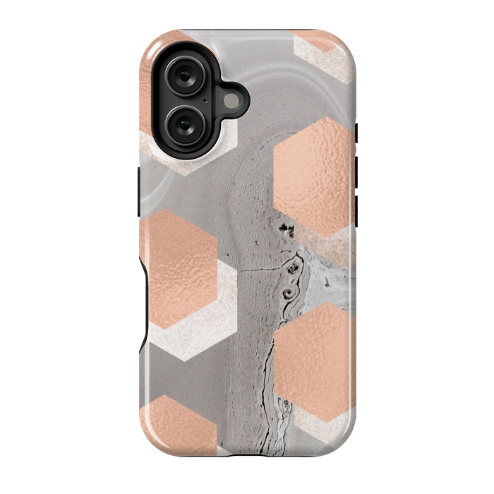 iPhone 16 StrongFit rose gold marble by haroulita