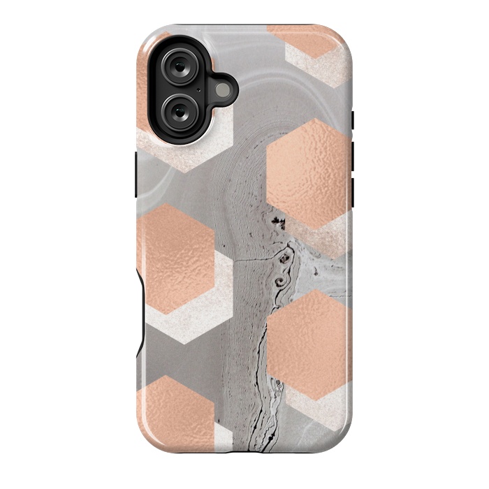 iPhone 16 Plus StrongFit rose gold marble by haroulita