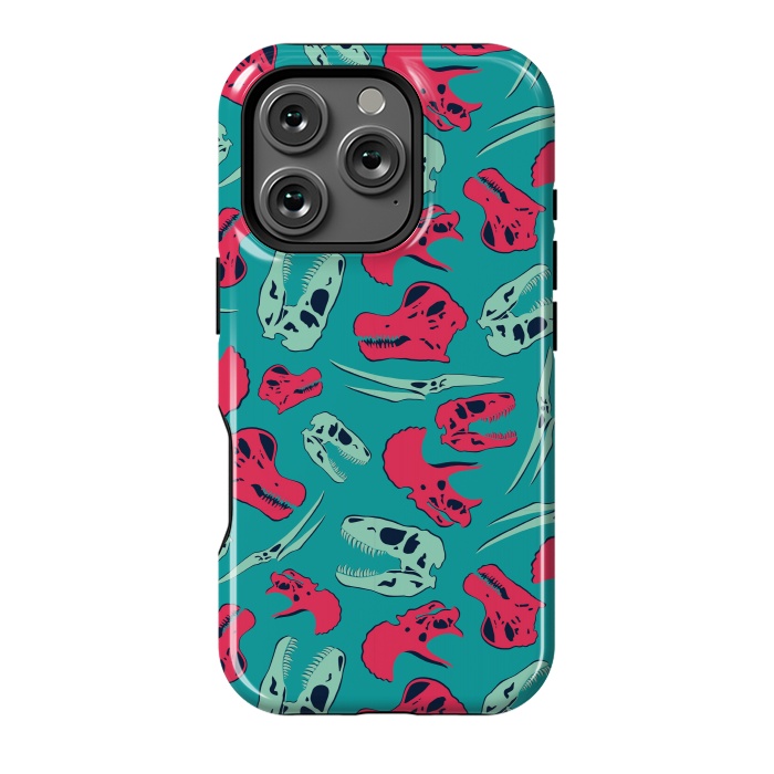 iPhone 16 Pro StrongFit Skull Roll - Teal by Melissa Lee