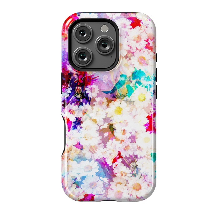 iPhone 16 Pro StrongFit Colorful watercolor daisy petals by Oana 