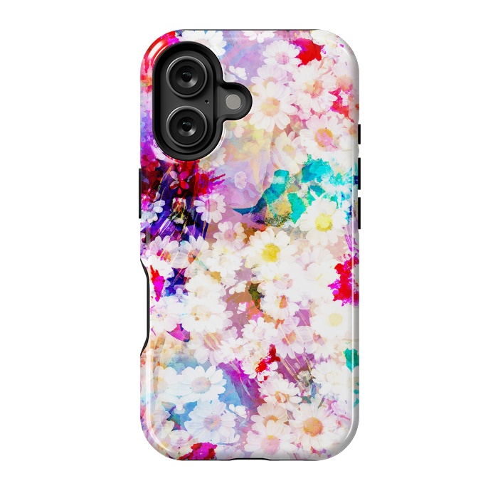 iPhone 16 StrongFit Colorful watercolor daisy petals by Oana 