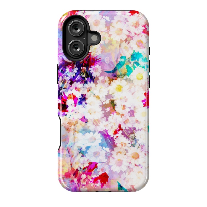 iPhone 16 Plus StrongFit Colorful watercolor daisy petals by Oana 