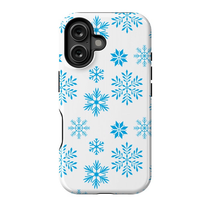 iPhone 16 StrongFit blue snowflakes pattern by MALLIKA