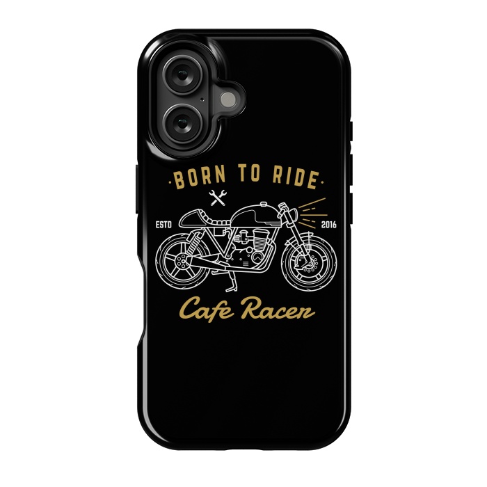 iPhone 16 StrongFit Born to Ride Cafe Racer by Afif Quilimo