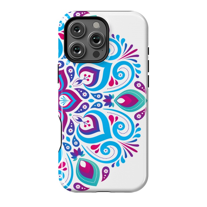 iPhone 16 Pro Max StrongFit blue mandala pattern by MALLIKA