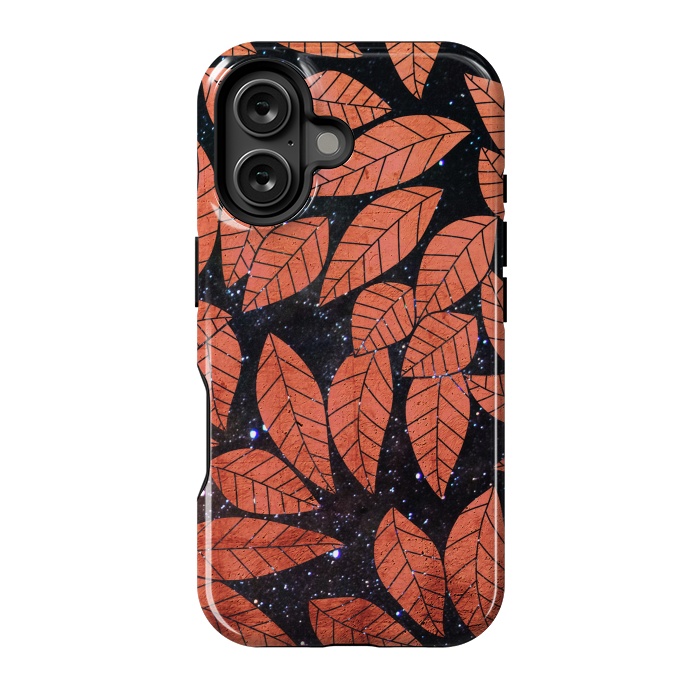 iPhone 16 StrongFit Rust autumn leaves pattern by Oana 