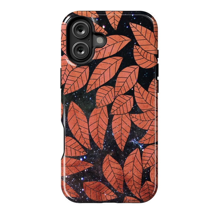 iPhone 16 Plus StrongFit Rust autumn leaves pattern by Oana 