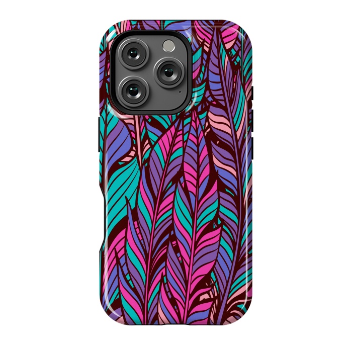 iPhone 16 Pro StrongFit boho chic feather pattern 2  by MALLIKA