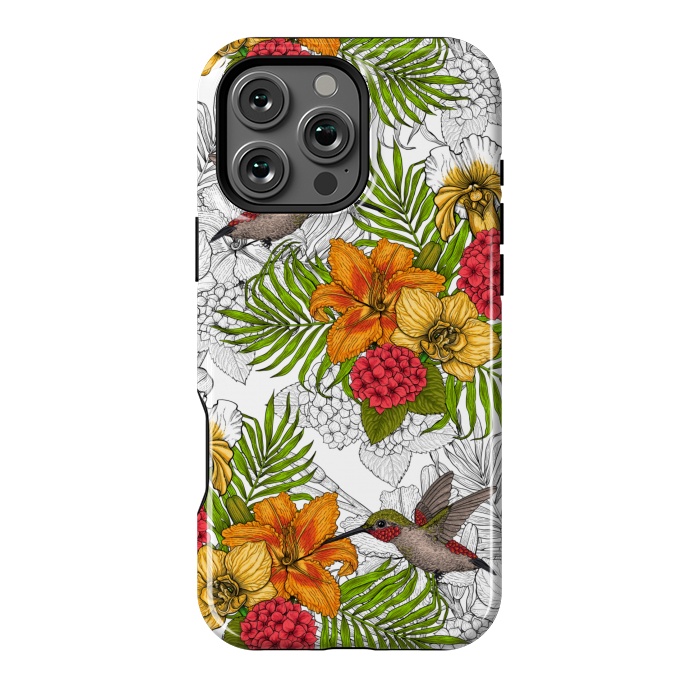 iPhone 16 Pro Max StrongFit Hummingbirds and tropical bouquet by Katerina Kirilova